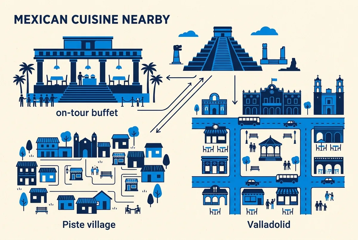 illustrated map of Cancun highlights for Dónde Comer Cerca de Chichén Itzá, donde comer cerca de chichen itza